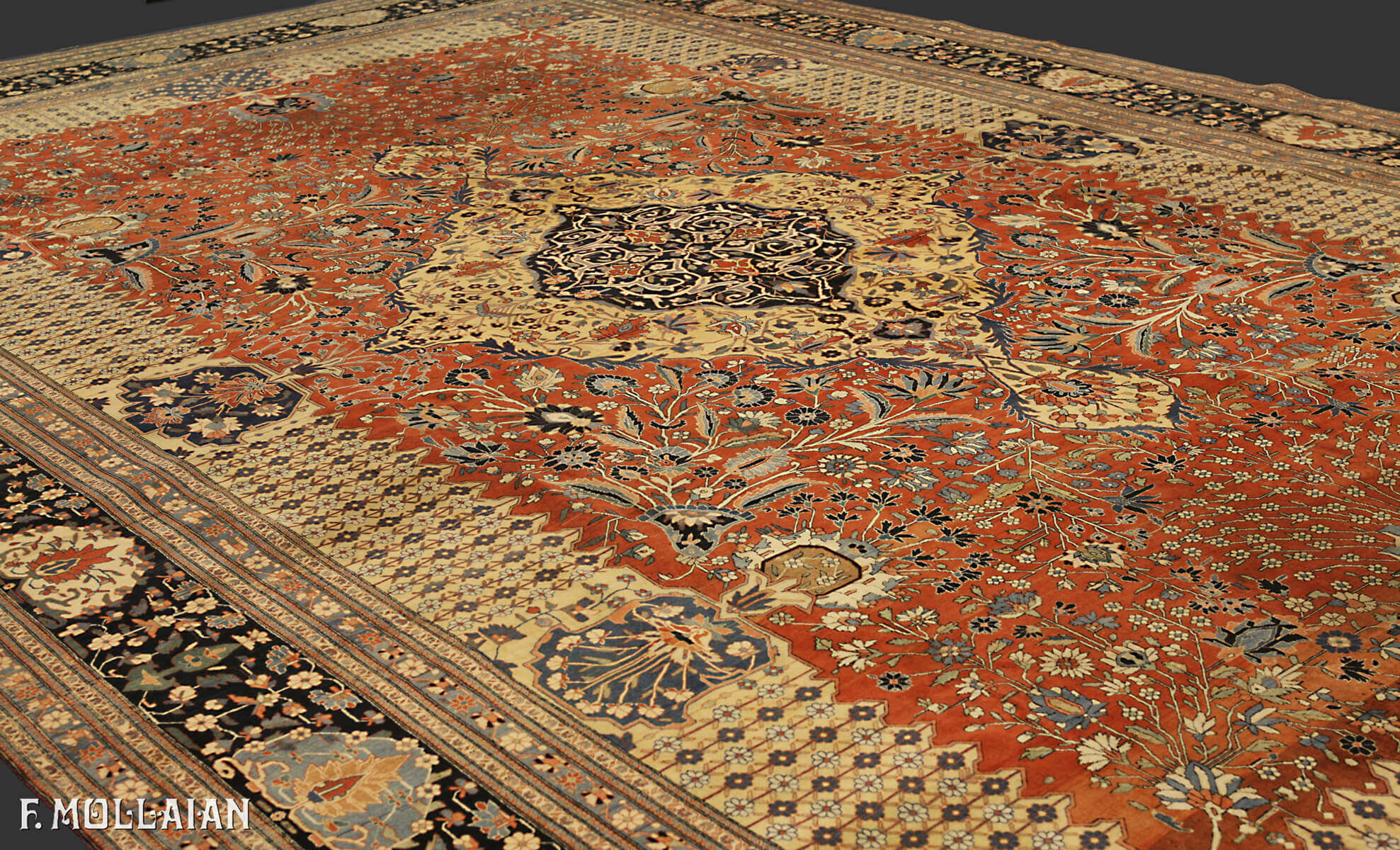 Tapis Persan Antique Kashan Mohtasham n°:36868895